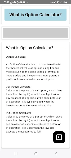 Option Calculator Screenshot 1