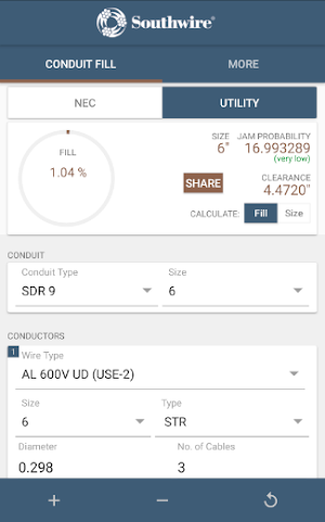 Southwire® Conduit Fill Calc Screenshot 1
