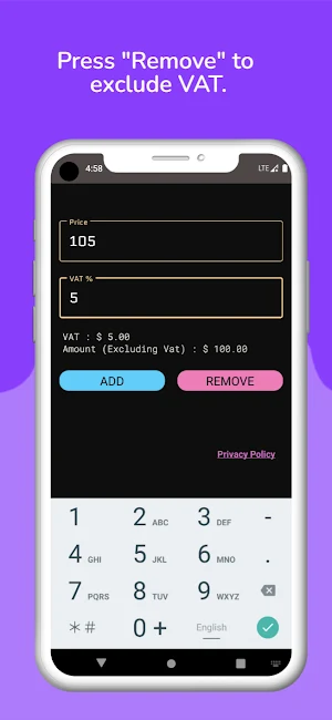VAT Remover - Calculator Screenshot 1
