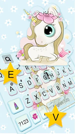 Cute Flower Unicorn Keyboard Background Screenshot 1