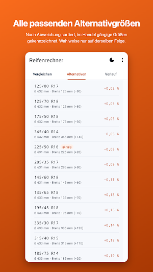 Reifenrechner: Reifengrößen Screenshot 3
