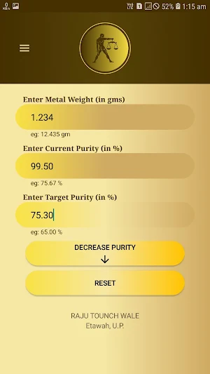 Gold Alloy Calculator - Mix/Melt , Hallmark Screenshot 3