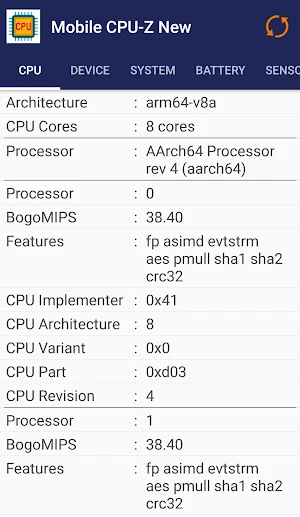 Mobile CPU-Z Screenshot 0