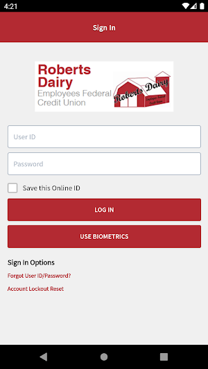 Roberts Dairy Emp FCU Mobile Screenshot 1