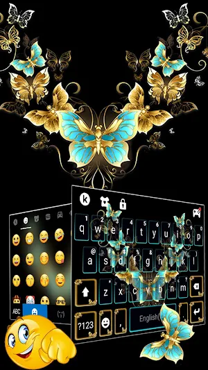 Vintage Golden Butterfly Keyboard Theme Screenshot 2