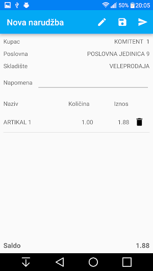 Narudzbe demo - Infosistem Screenshot 2