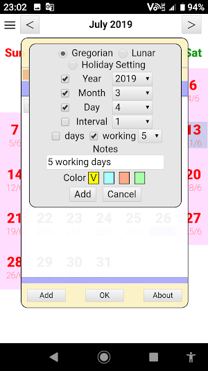 User Calendar Screenshot 2
