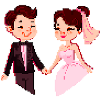 Bride & Groom Color by Number - Pixel Art Coloring