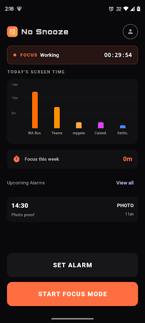 Nosnooze AI – Alarm & Focus Screenshot 1