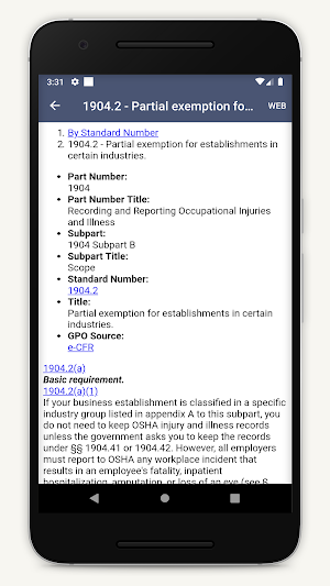 OSHA Safety - Laws and Regulations 1910 1926 1904 Screenshot 3