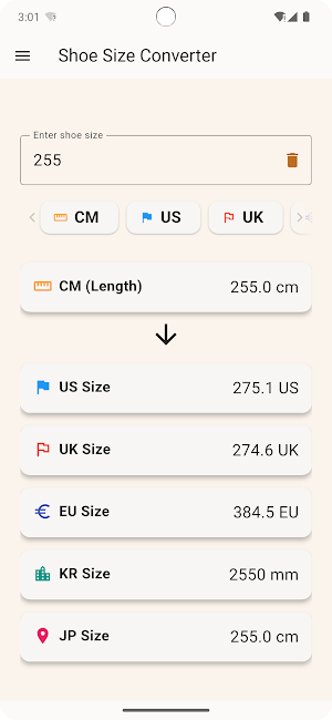 Shoes Size Converter Screenshot 0