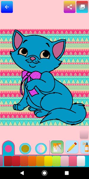 Cat Coloring Pages Game Glitters 🐱 Cute Kitty Screenshot 2