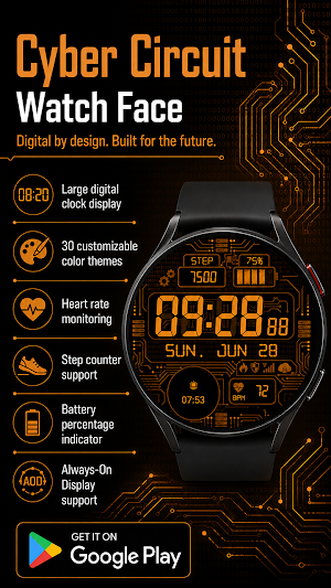 Cyber Circuit Watch face Screenshot 3