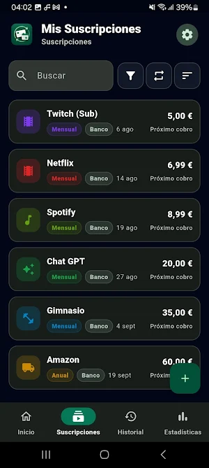 My Subscriptions & Bills Screenshot 1