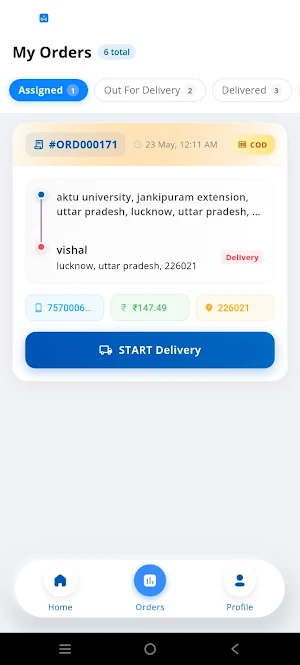 MediHub1 Delivery Partner Screenshot 2