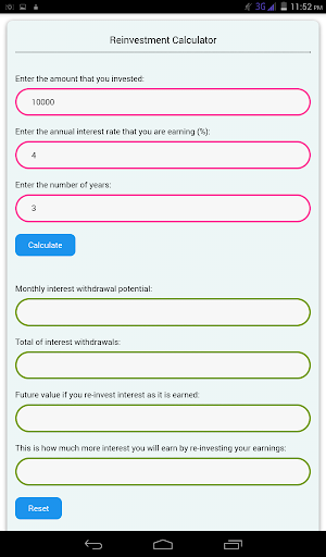 Reinvestment Calculator Screenshot 3