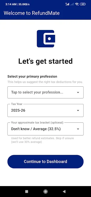 RefundMate Tax Expense Tracker Screenshot 0