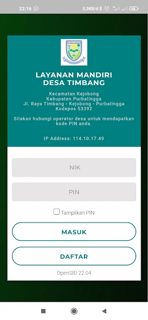 Layanan Mandiri Desa Timbang Screenshot 0
