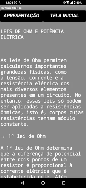 FÍSICA - LEI DE OHM E POTÊNCIA Screenshot 3