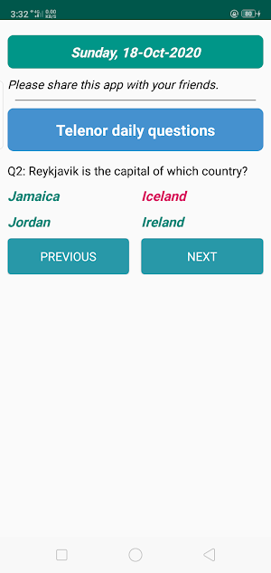 Telenor quiz : Telenor daily questions/answers Screenshot 1
