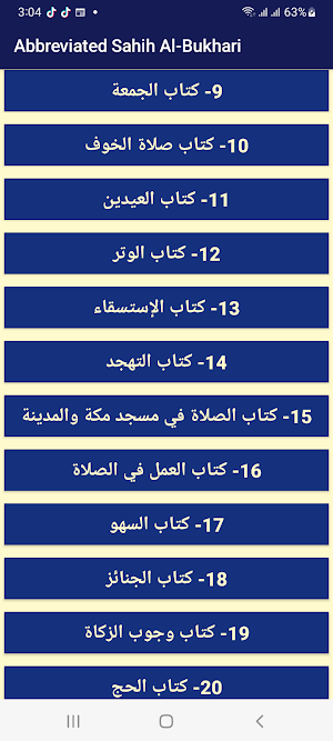 Abbreviated Sahih Al-Bukhari Screenshot 2