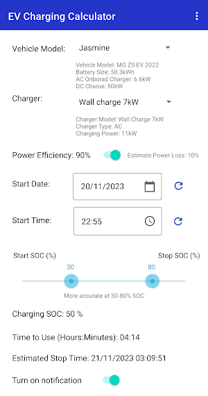 EV Charging Calculator Screenshot 0