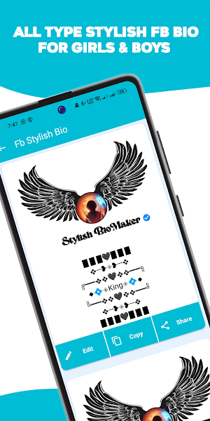 Stylish BioMaker- Fb Insta Bio Screenshot 1