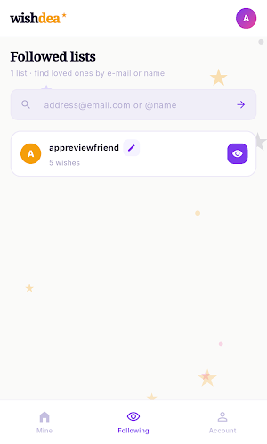 Wishdea: Gift Wishlists Screenshot 2