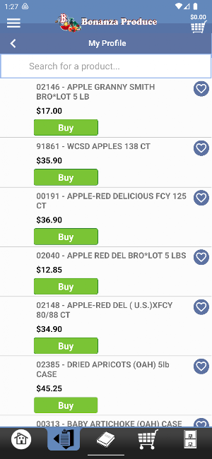 Bonanza Produce Ordering Screenshot 1