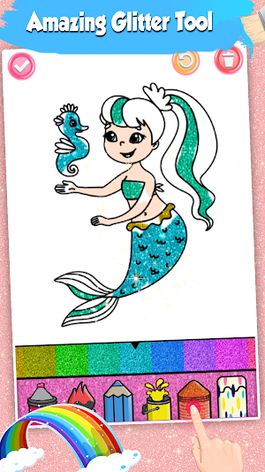 Mermaid Coloring Pages Glitter Screenshot 3
