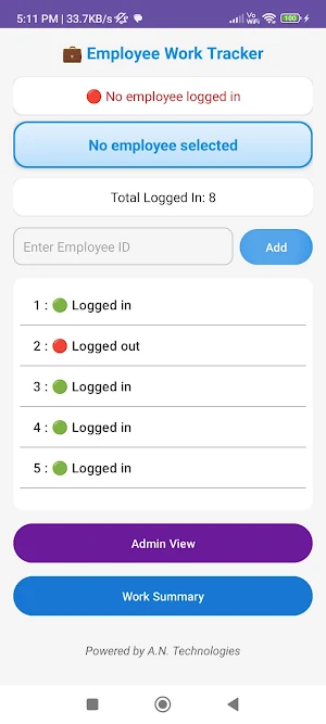 Employee Work Tracker App Screenshot 1