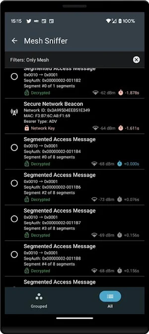 nRF Mesh Sniffer Screenshot 1