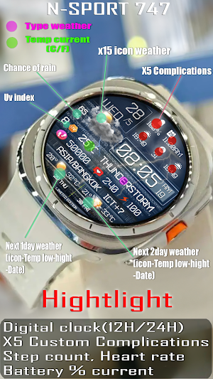 N-SPORT747 Digital Watch Face Screenshot 2