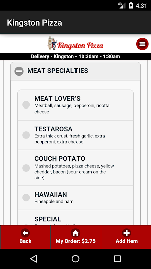 Kingston Pizza Screenshot 2