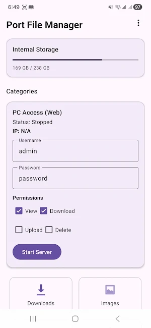 PortFS - Port File Manager Screenshot 2