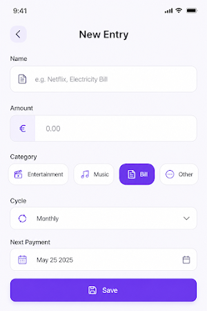 Subscription & Bill Tracker Screenshot 2