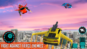 Flying Car Games 2020- Drive Robot Car Shooting Screenshot 2