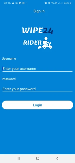 Wipe24 Rider App Screenshot 1