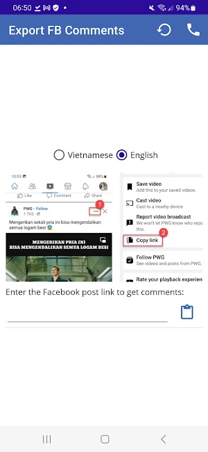 Export FB Comments Screenshot 0