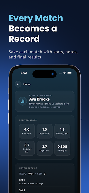Volleyball Player Statistics Screenshot 2