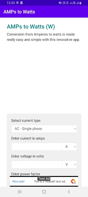 Amperes to Watts Screenshot 0