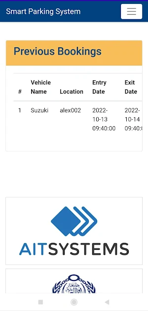 Smart Parking System Screenshot 2