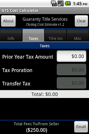 Guaranty Cost Calculator Screenshot 1