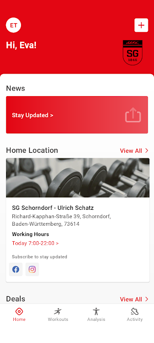 SG Fitness App Screenshot 1