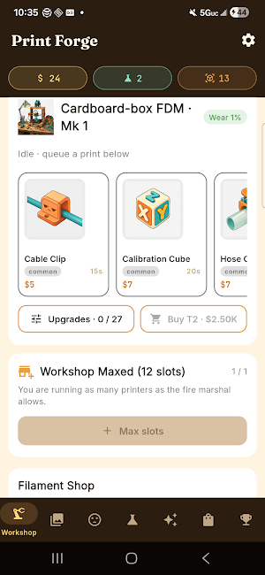 Print Forge: 3D Printer Tycoon Screenshot 1
