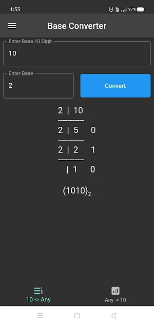 Base Converter (with steps) Screenshot 2