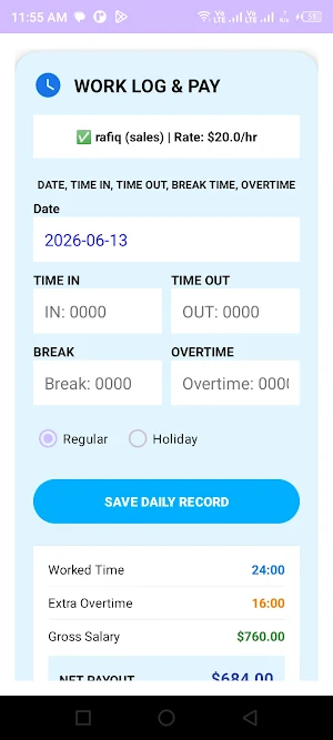 Time Salary Work Calculator Screenshot 0