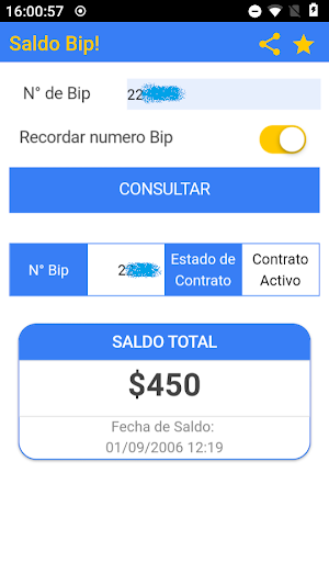 Saldo Bip! Screenshot 1