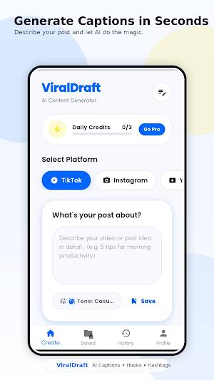 ViralDraft: AI Caption Maker Screenshot 1