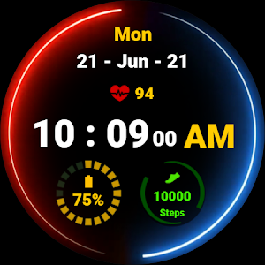 Neon Blue Red Watch Face Screenshot 1
